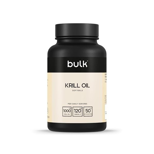 Bulk Gélules dhuile de krill, 500 mg, paquet de 180, lemballage peut varier Huiles de krill
