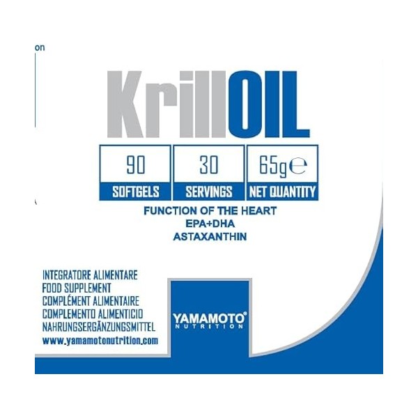 Yamamoto Nutrition KrillOIL supplément alimentaire à base dhuile de Krill antarctique avec Astaxantina 90 capsules