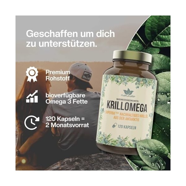 naturalie - Capsules dhuile de krill | SUPERBA BOOST | Krill antarctique issu dune capture durable certifiée MSC | Qualité 