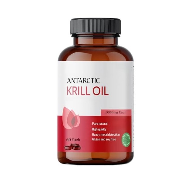 Huile naturelle de krill antarctique | Aide à réguler la tension artérielle,les lipides sanguins et à retarder le déclin cogn