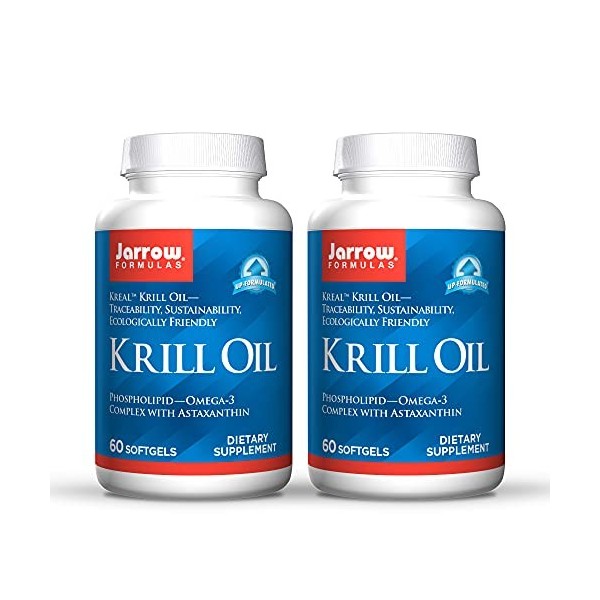 Jarrow Formulas Huile de krill – 60 gélules – Complexe phospholipidique oméga-3 avec astaxanthine – Peut favoriser la gestion