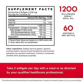 Jarrow Formulas Huile de krill – 60 gélules – Complexe phospholipidique oméga-3 avec astaxanthine – Peut favoriser la gestion