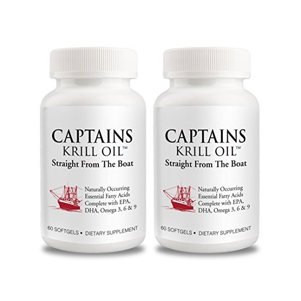 Captain Krill Oil 2 packs : 100 % pure Flash Frigid Pressed Antarctic Krill Oil, 60 TinyGels 2 by Captains Krill Oil