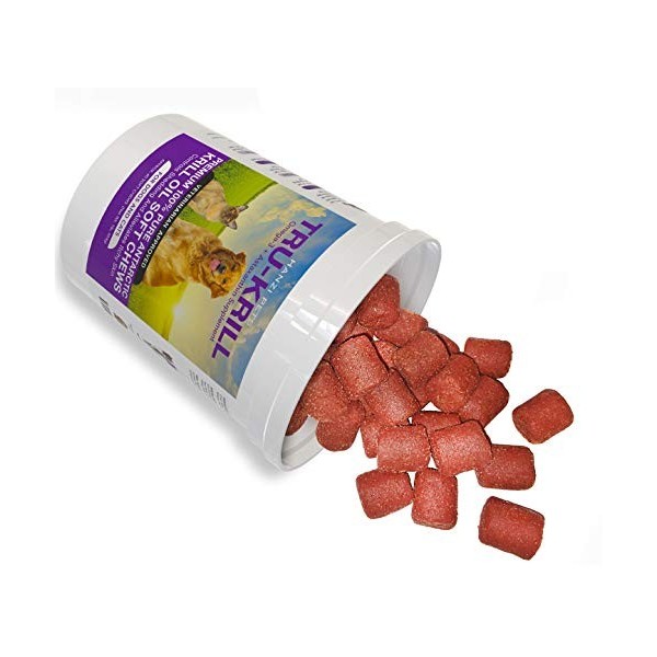 Hanzi Pets 1 Huile de krill de lAntarctique à mâcher douce pour chiens, riche en oméga 3, astaxanthine, vitamine E, peau et
