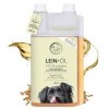 Huile de Lin pour Chiens 500 ML - Huile Chien de graines de Lin pressée à Froid, Riche en acides Gras Omega 3 pour Chien & 6 