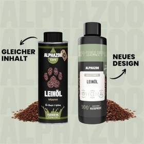 alphazoo Huile de Lin de première qualité pour Chiens, Chats et Chevaux 250ml, Huile de Lin pressée à Froid, Huile énergétiqu...