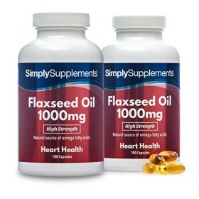 Huile de Lin 1000mg |180 Gélules |Excellente alternative aux huiles de poisson |Jusqu’à 4 mois de bienfaits | SimplySupplemen