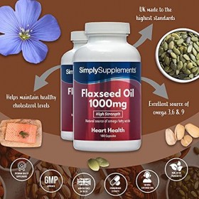 Huile de Lin 1000mg |180 Gélules |Excellente alternative aux huiles de poisson |Jusqu’à 4 mois de bienfaits | SimplySupplemen