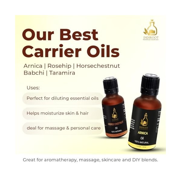 INDIROOT Huile de lin, 100 % naturelle, flacon en verre ambré avec compte-gouttes, 15 ml 15 ml, graines de lin 