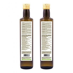 Huile de lin biologique MeaVita, 100% pure et pressée à froid, paquet de 2 2x 500ml en bouteille de verre