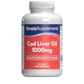 Huile de Foie de Morue 1000mg - 180 Gélules - 2 mois de bienfaits - SimplySupplements.