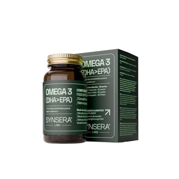 SYNSERA - Triglycérides naturels oméga-3 à haute absorption, 750 mg DHA + 150 mg dEPA par dose journalière, Huile de poisson