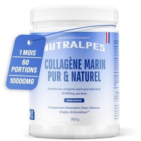 Collagène Marin 10 000 mg en Poudre | Pur Hydrolysé Type I & III | Sans Arôme – Sans Sucre | Articulations & Sport | 300g Cur