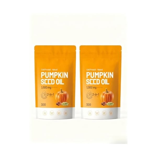 Huile de graines de citrouille - Palmier nain - 1000 mg dhuile de graines de citrouille, sans gluten, sans OGM,1pcs Huiles de...