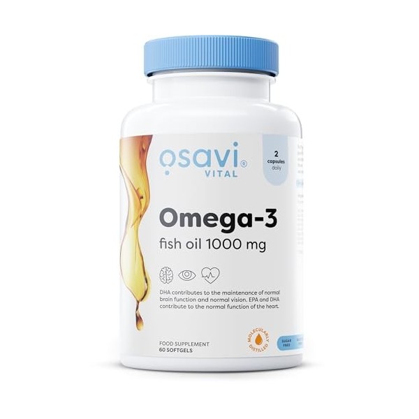 Osavi Omega-3 Fish Oil Molecularly Distilled, 1000mg Lemon - 60 softgels
