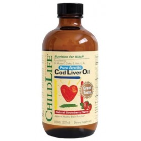Child Lifes Huile de foie de morue arctique pure, arôme naturel de fraise, 237 ml