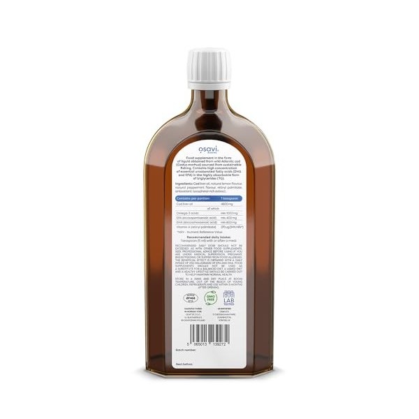 Norwegian Cod Liver Oil, 1000mg Omega 3 Lemon-Mint - 500 ml.