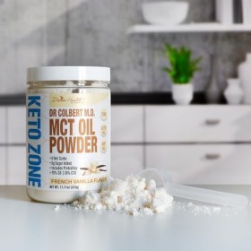 Divine Health - Keto Zone MCT Poudre dhuile de Dr. Colbert Vanille française - 11.11 oz.