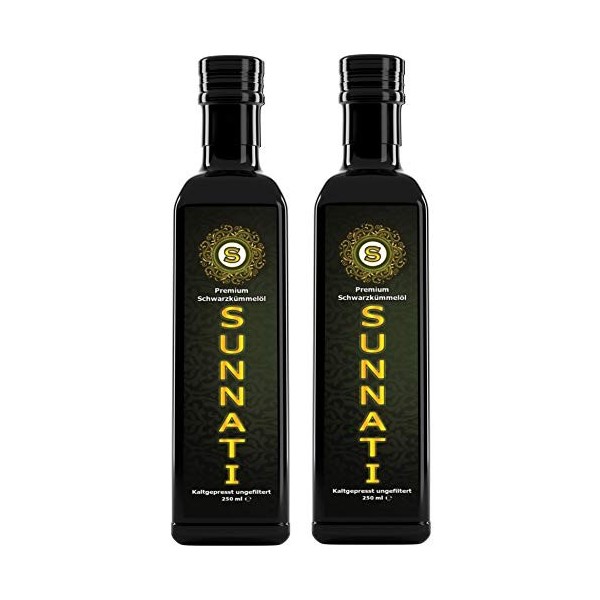 Sunnati® Huile Bigella non filtrée 100% pure et pressée à froid 500 ml 2 x 250 ml 