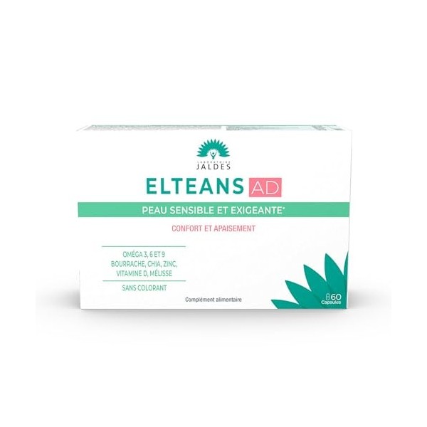 ELTEANS AD Lot de 2X60 Capsules | Pour Nourrir Et Apaiser Les Peaux Sensibles Et Exigeantes | Composé d’Ingrédients d’Origine