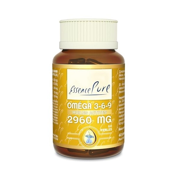 Oméga 3 6 9 Essence Pure | Huile de Poisson, Bourrache & Lin | Acides Gras Essentiels | Contrôles de Sécurité et Pureté Stric