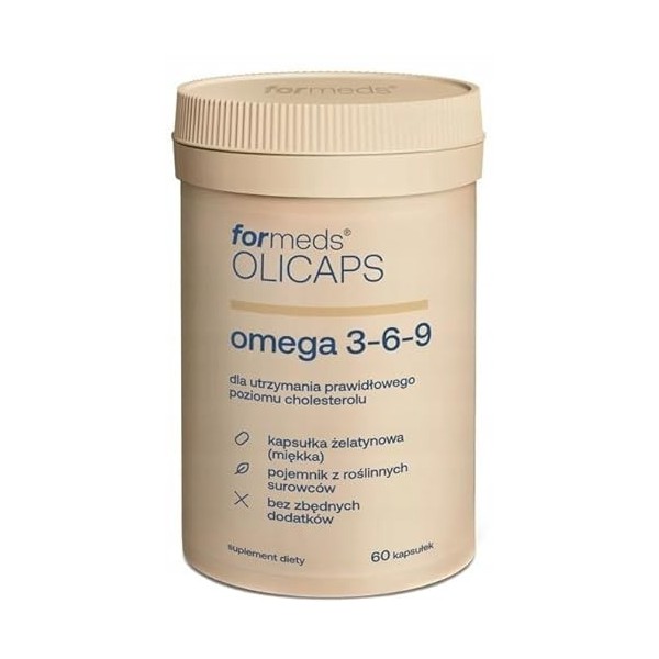 ForMeds - OLICAPS Omega 3-6-9 - Acides gras - Taux de cholestérol normal - 2 gélules par jour - 60 gélules
