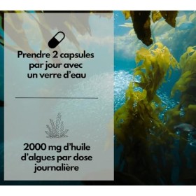 EXVital® Oméga 3 à base dhuile dalgues, végétalien, 120 gélules, 2000 mg, 600 mg de DHA et 300 mg dEPA par jour, issu dal
