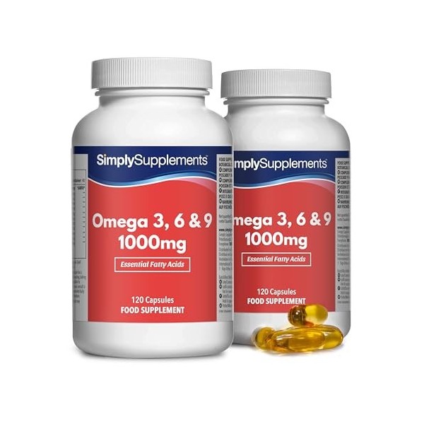 Oméga 3-6-9 1000mg | Huile de Poisson Pure + Lin & Tournesol | 240 Gélules - 80 Jours | Acides Gras Essentiels | Fabriqué au 