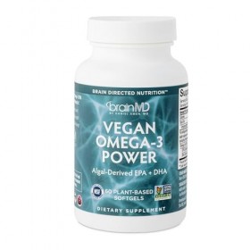 BRAINMD Dr. Amen Vegan Omega-3 Power - 60 gélules dorigine végétale - 1100 mg dEPA et DHA - Favorise la concentration, la m