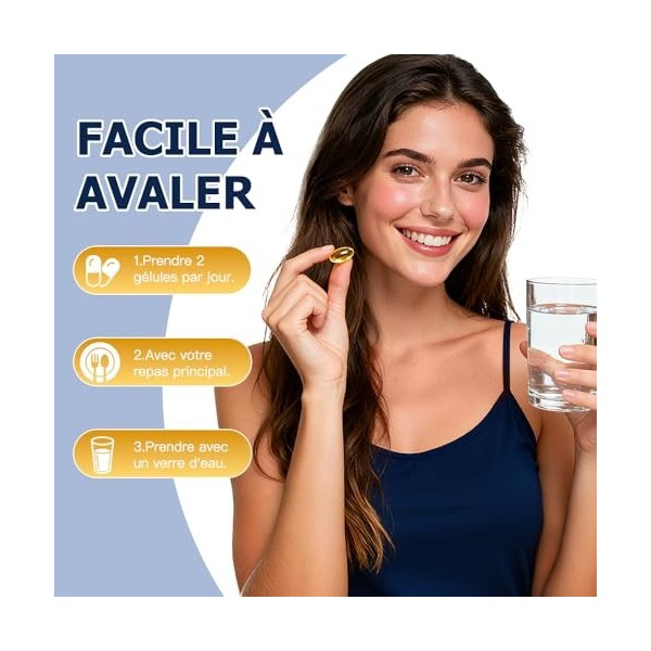 Oméga 3 Huile de Poisson, 120 Gélules, Avec EPA & DHA, Soutien pour le Cœur, le Cerveau et les Articulations, Huile de Poisso