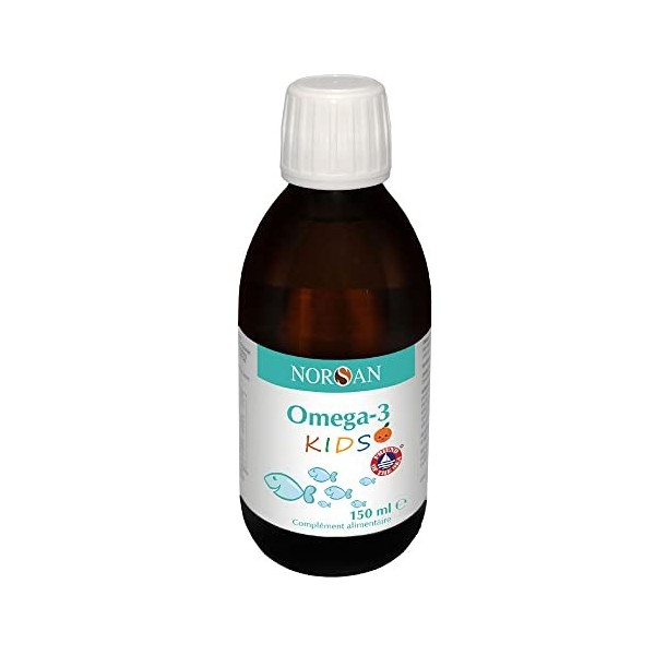 NORSAN Oméga 3 KIDS Huile I 1120mg oméga 3 I huile de poission oméga 3 liquide pour les enfants riche en EPA & DHA I saveur o