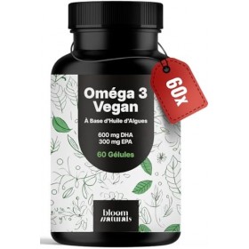 Omega 3 Vegan Huile d’Algues - 90 Gélules - Omega 3 Algues avec 600 mg DHA & 300 mg EPA par dose journalière - Vegan - Produi...