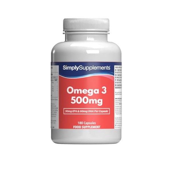 Gélules d’Oméga 3 500mg | Soutien Santé Cœur, Cerveau & Yeux | Gélules Faciles à Avaler | Huile de Poisson Distillée Molécula
