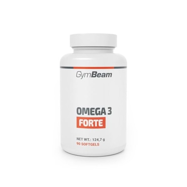 GymBeam Omega 3 Forte Capsules – 1000 mg dhuile de poisson avec 330 mg dEPA, 220 mg de DHA et vitamine E, soutient la fonct