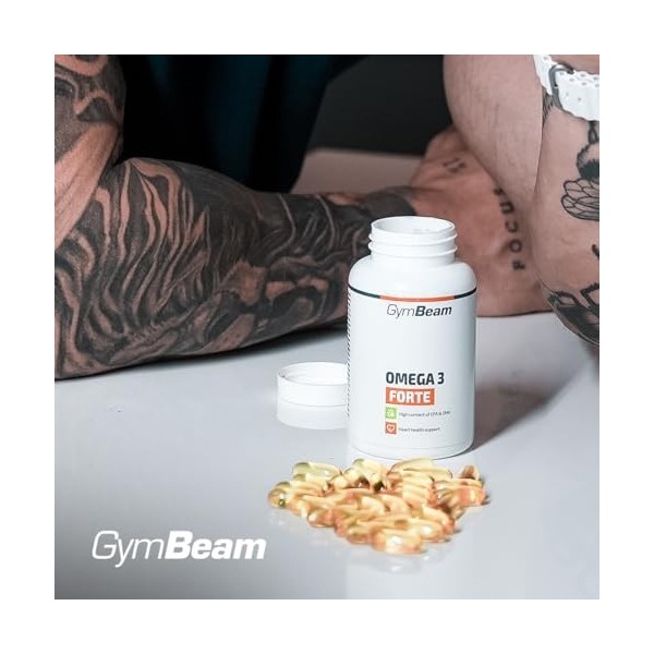 GymBeam Omega 3 Forte Capsules – 1000 mg dhuile de poisson avec 330 mg dEPA, 220 mg de DHA et vitamine E, soutient la fonct