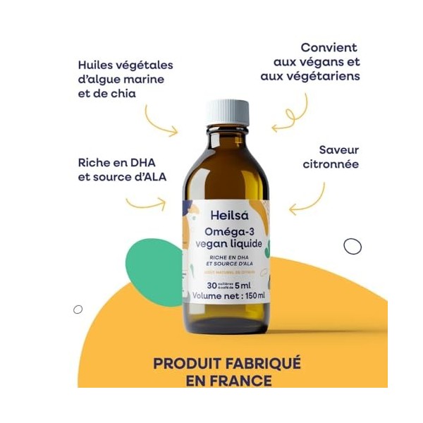 Oméga3 végan vision et fonction cérébrales 150 ml Heilsa