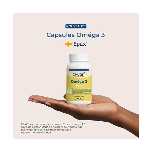 OWARI Omega 3 EPAX 1560 mg p/j - 60 gélules - Oméga-3 EPA/DHA - Huile de Poisson Haute Pureté et Qualité - Cure de 30 Jours -