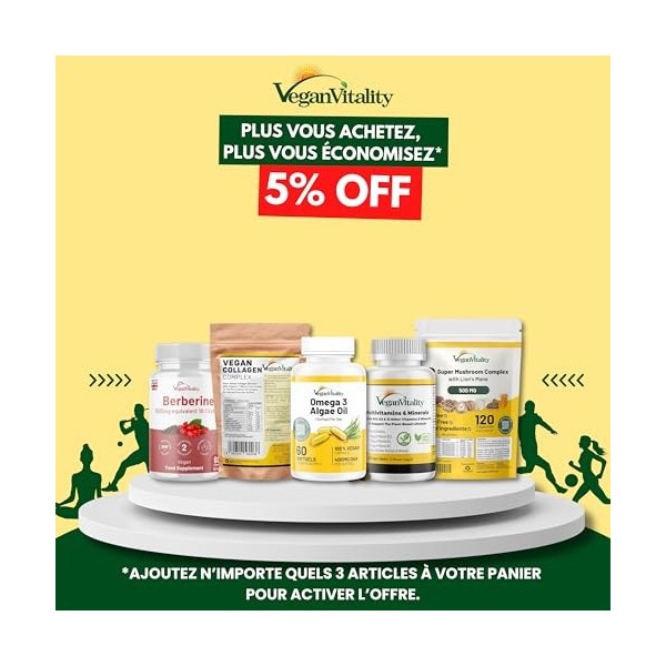 Oméga 3 Huile d’Algues x2 Pack Haut Dosage – 400 mg de DHA par dose, 120 Capsules Molles 4 Mois , DHA Végétal à base d’Algue ...