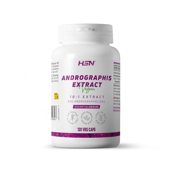 HSN Extrait dAndrographis Andrographis Paniculata 10:1 150 mg | 120 gélules végétales | Normalisé à 33 % dandrographes | 