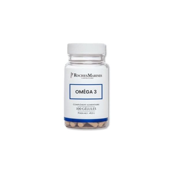 Roches Marines - Complément alimentaire Oméga 3-100 gélules - Coeur - Mémoire - Concentration - Vision - Développé en France