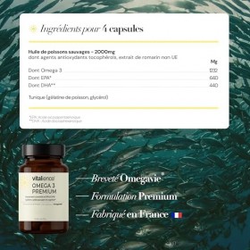 Vitalience - Oméga 3 Breveté Omégavie – Huile de Poissons Sauvages 2000 mg - Pure et Haute Concentration 640 mg EPA & 440 mg 