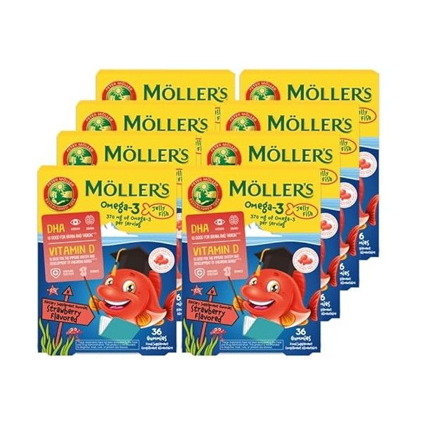 Moller’s ® | Omega 3 Pour Enfants | Huile de Poisson Omega 3 Avec DHA et EPA, Sans Gluten, Lactose ni Sucre Ajouté, et Facile...
