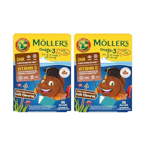 Moller’s ® | Omega 3 Pour Enfants | Huile de Poisson Omega 3 Avec DHA et EPA, Sans Gluten, Lactose ni Sucre Ajouté, et Facile...