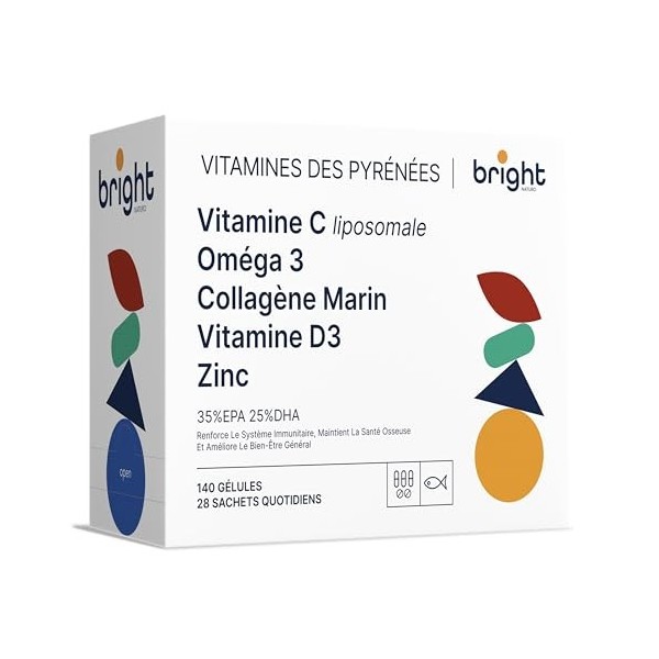 Ensemble: Collagène Marin + Oméga-3 + Vitamine C Liposomale + Vitamine D3 + Zinc 25 mg – Haut Dosage | Soutient le système im