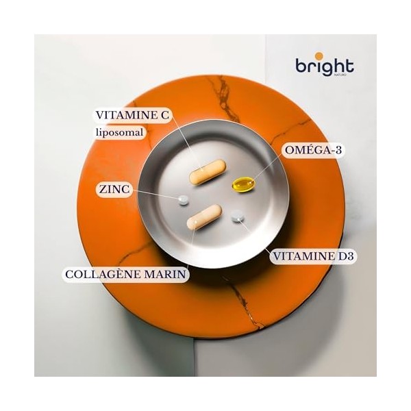 Ensemble: Collagène Marin + Oméga-3 + Vitamine C Liposomale + Vitamine D3 + Zinc 25 mg – Haut Dosage | Soutient le système im
