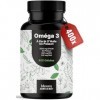 Omega 3 DHA EPA – 400 Gélules – 2000 mg d’Huile de Poisson par Portion – 360 mg EPA & 240 mg DHA – Sans Arrière-Goût de Poiss