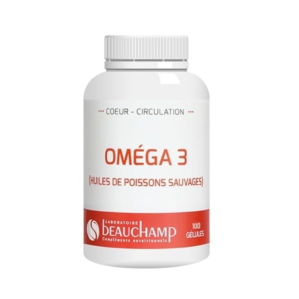 Laboratoire Beauchamp - Complément alimentaire OMEGA 3-100 gélules - Bon fonctionnement cardiaque et cérébral - Vision - Déve...