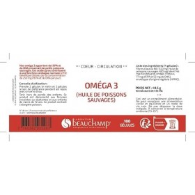 Laboratoire Beauchamp - Complément alimentaire OMEGA 3-100 gélules - Bon fonctionnement cardiaque et cérébral - Vision - Déve...