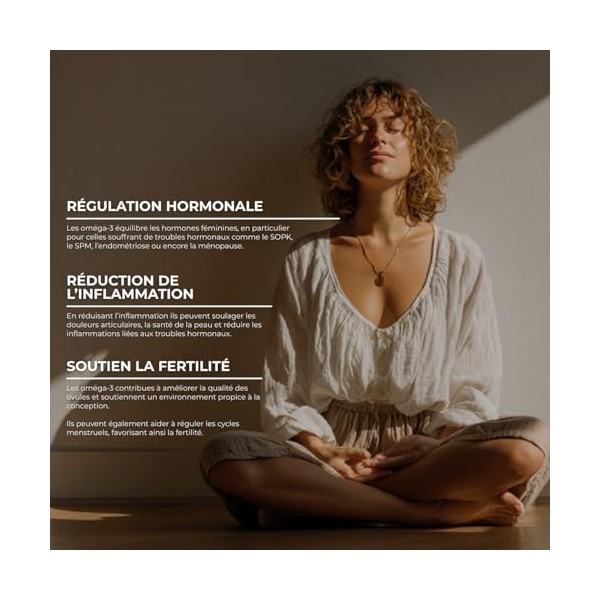 Oméga-3 – Complément Alimentaire Naturel – Soutien Hormonal, Fertilité, Immunité & Confort Féminin – 60 Gélules Végétales