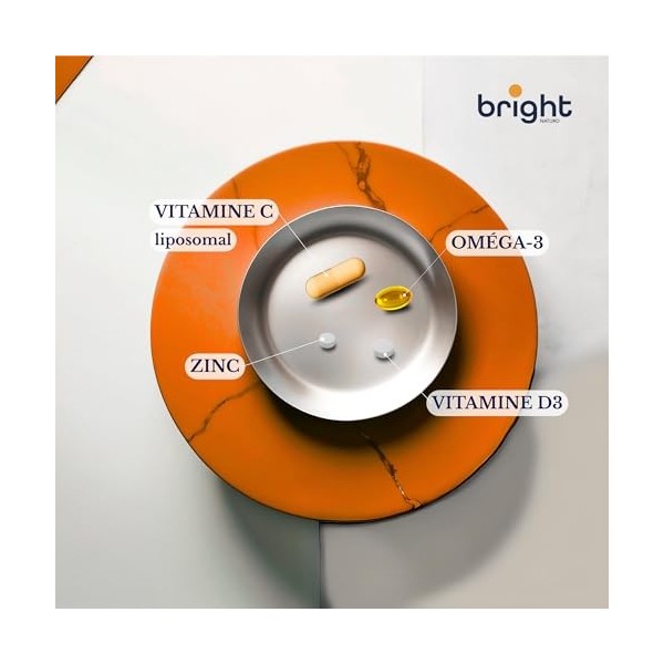 Gestion du bien-être immunitaire – Vitamine C liposomale, oméga-3, vitamine D3, zinc – Sans OGM, Phyto-Guide | Synergie optim